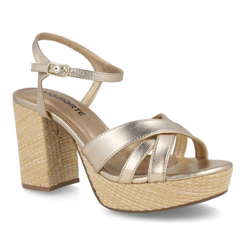 Sandália Via Marte Tiras Cruzadas Feminina Dourado 3