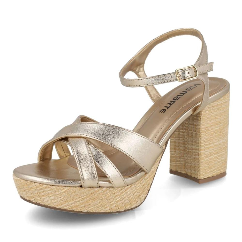 Sandália Via Marte Tiras Cruzadas Feminina Dourado 5