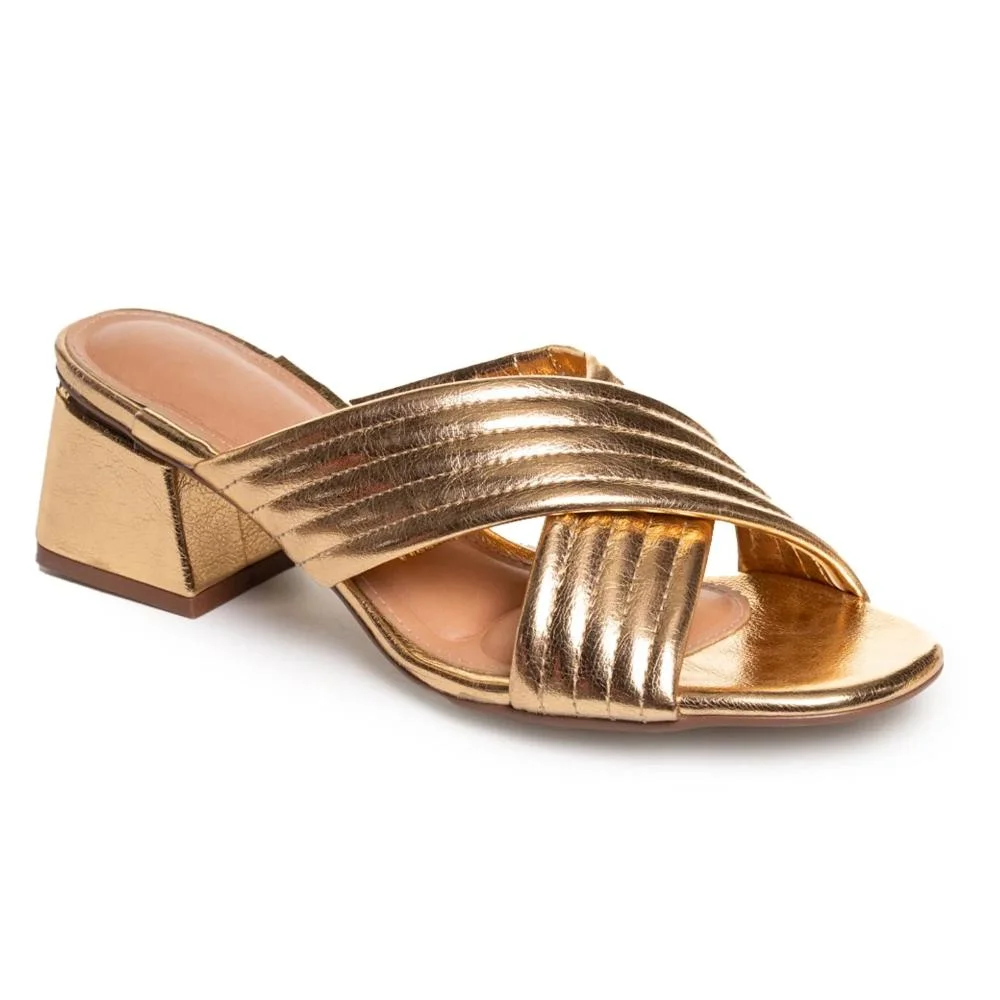 Sandália Vizzano Salto Grosso Feminino Dourado 4