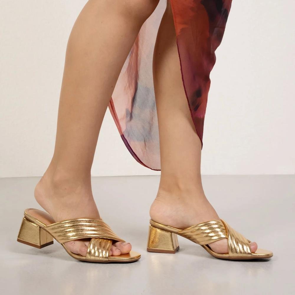 Sandália Vizzano Salto Grosso Feminino Dourado 8