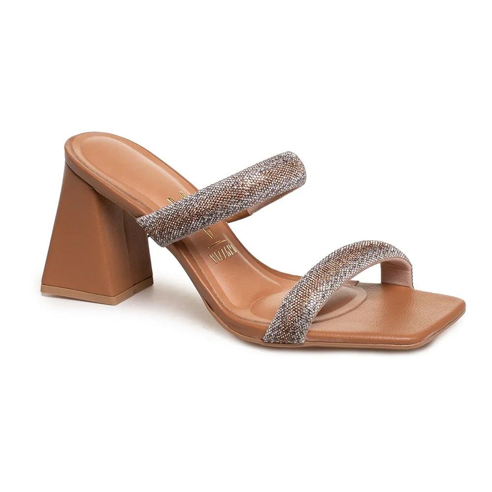 Sandália Vizzano Salto Grosso Tira Feminina Marrom/Prata 4