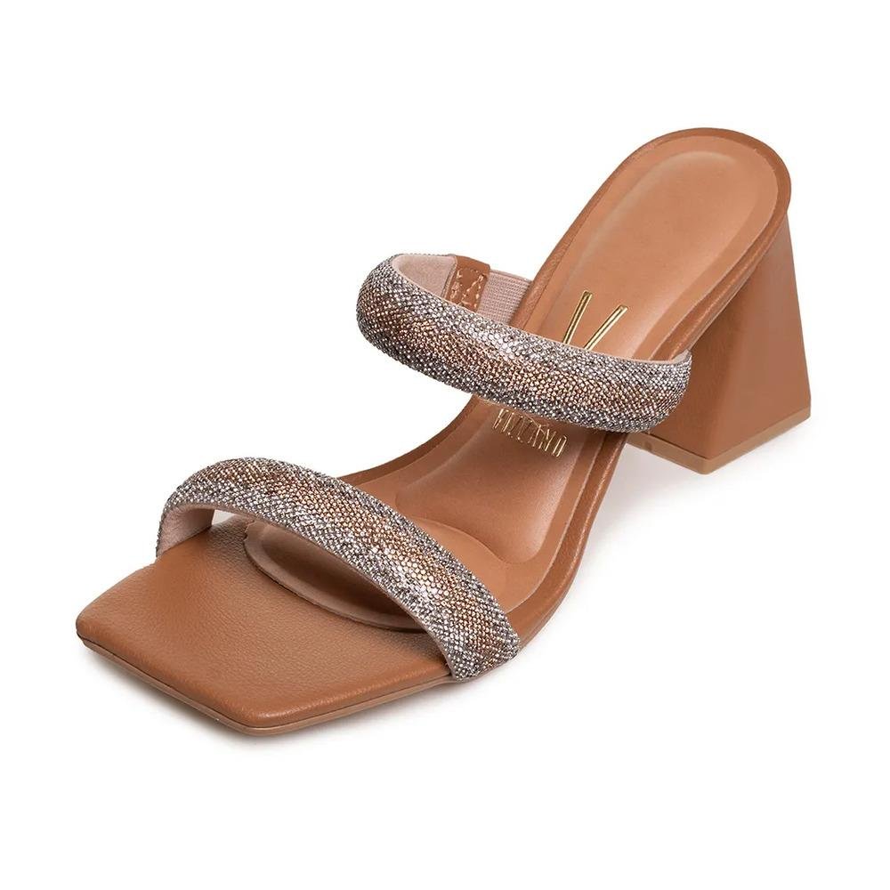 Sandália Vizzano Salto Grosso Tira Feminina Marrom/Prata 5