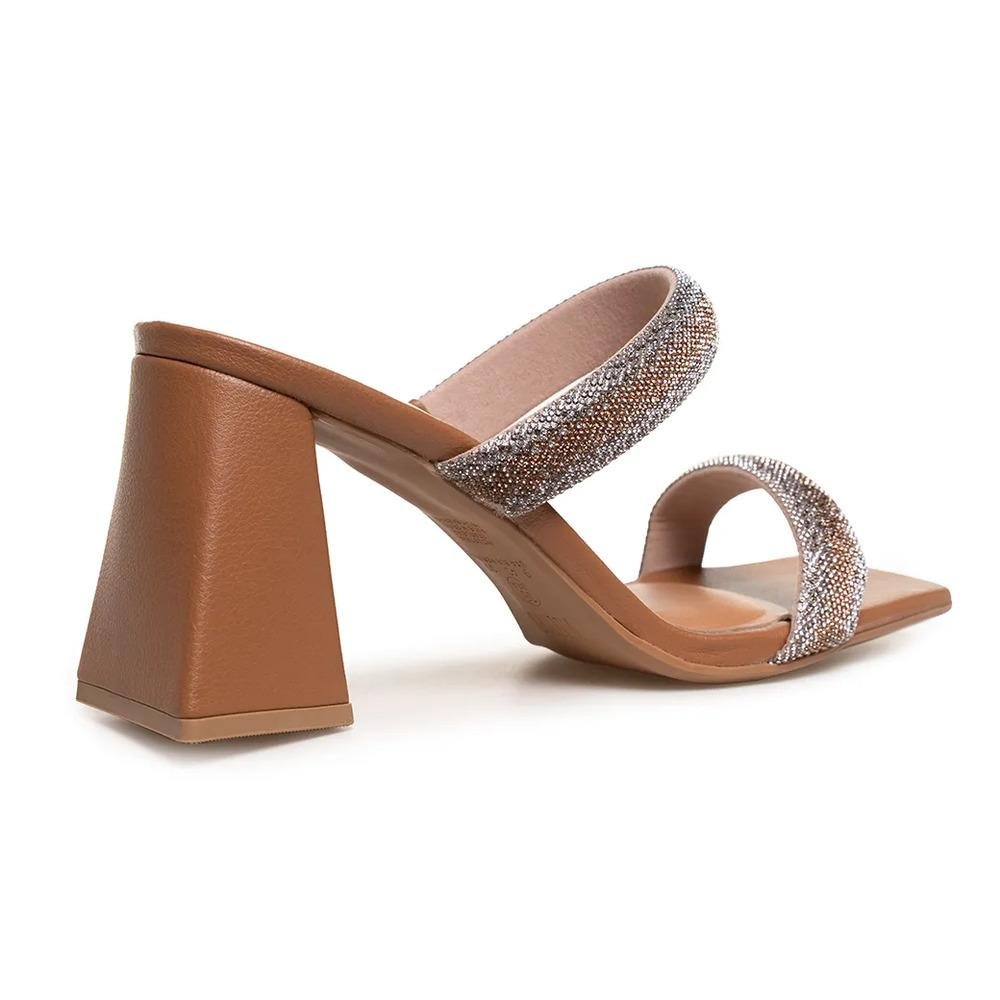Sandália Vizzano Salto Grosso Tira Feminina Marrom/Prata 6