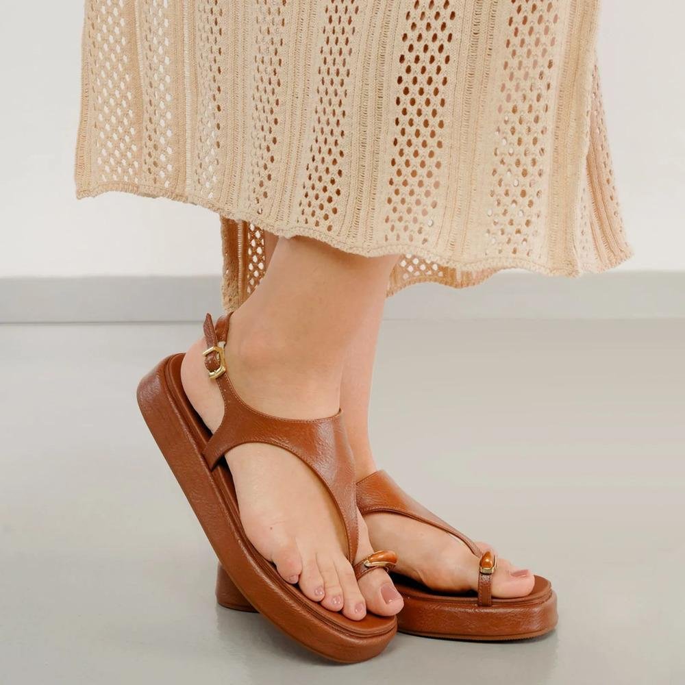 Sandália Vizzano Flat Tira Central Feminina Marrom 8