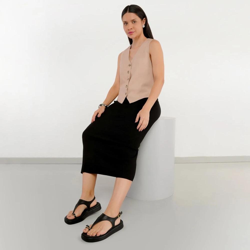 Sandália Vizzano Flat Tira Central Feminina Preto 9