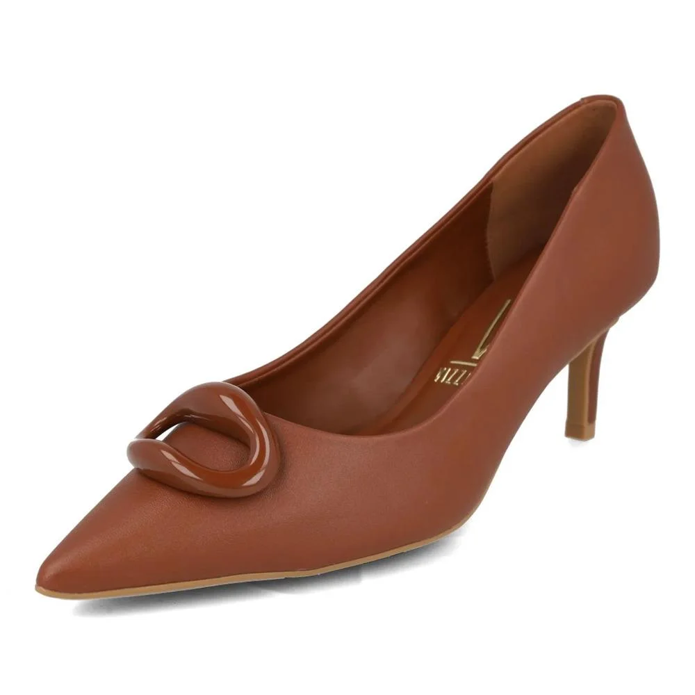 Sapato Vizzano Bico Fino Feminino Marrom 4