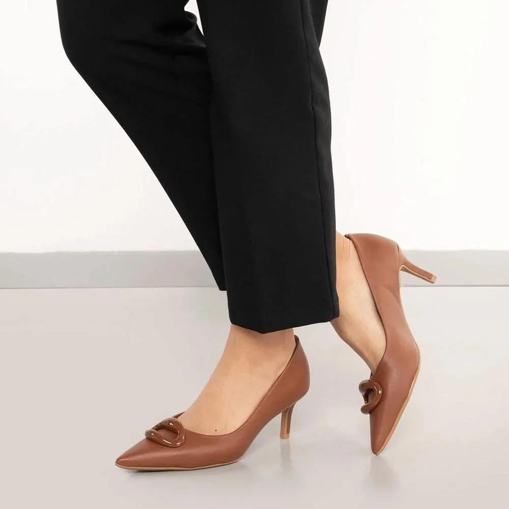 Sapato Vizzano Bico Fino Feminino Marrom 6