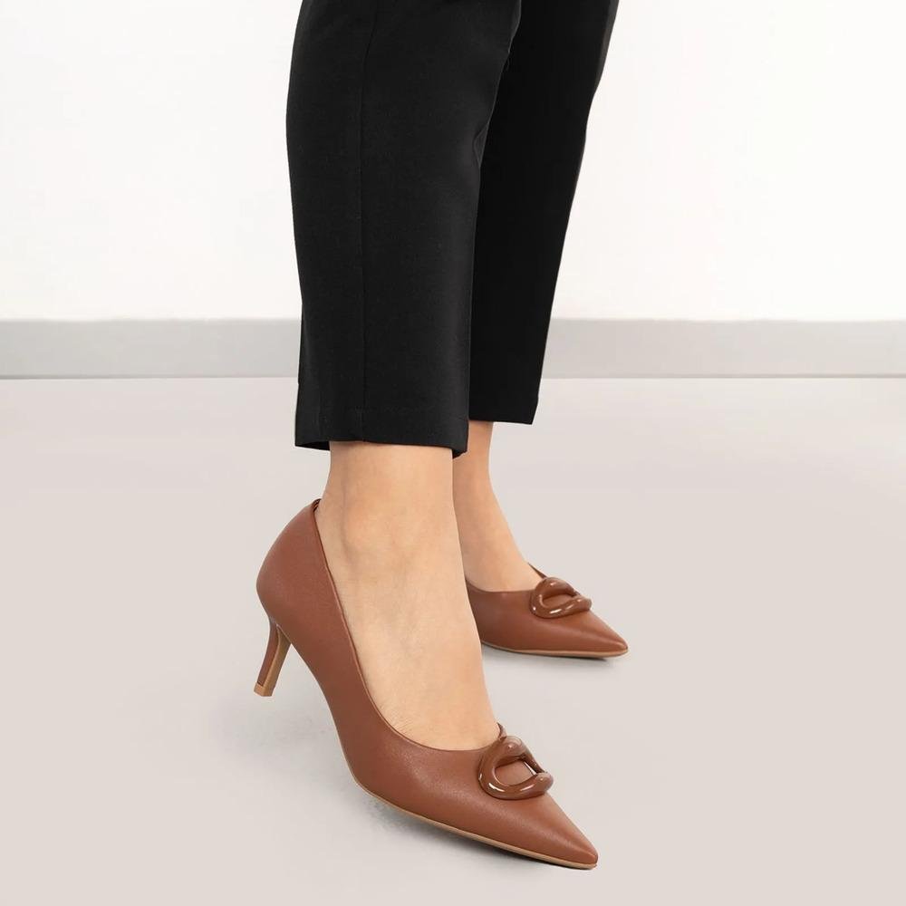 Sapato Vizzano Bico Fino Feminino Marrom 7