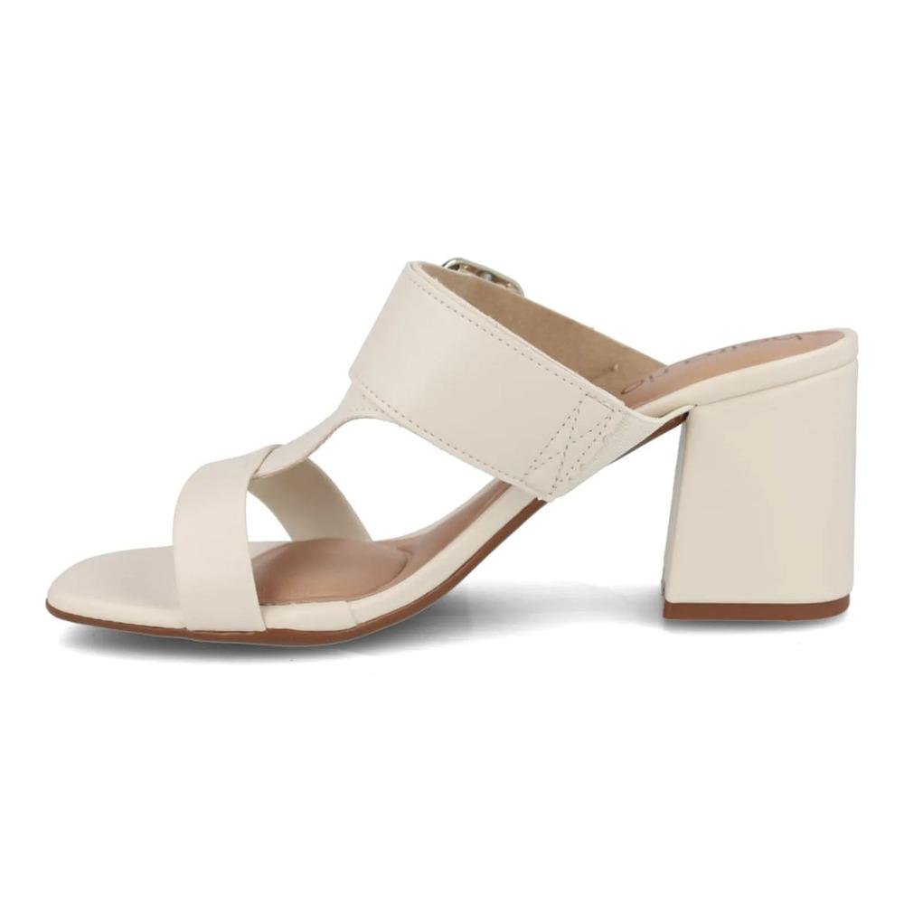 Tamanco Beira Rio Salto Bloco Fivela Feminino Off White 2