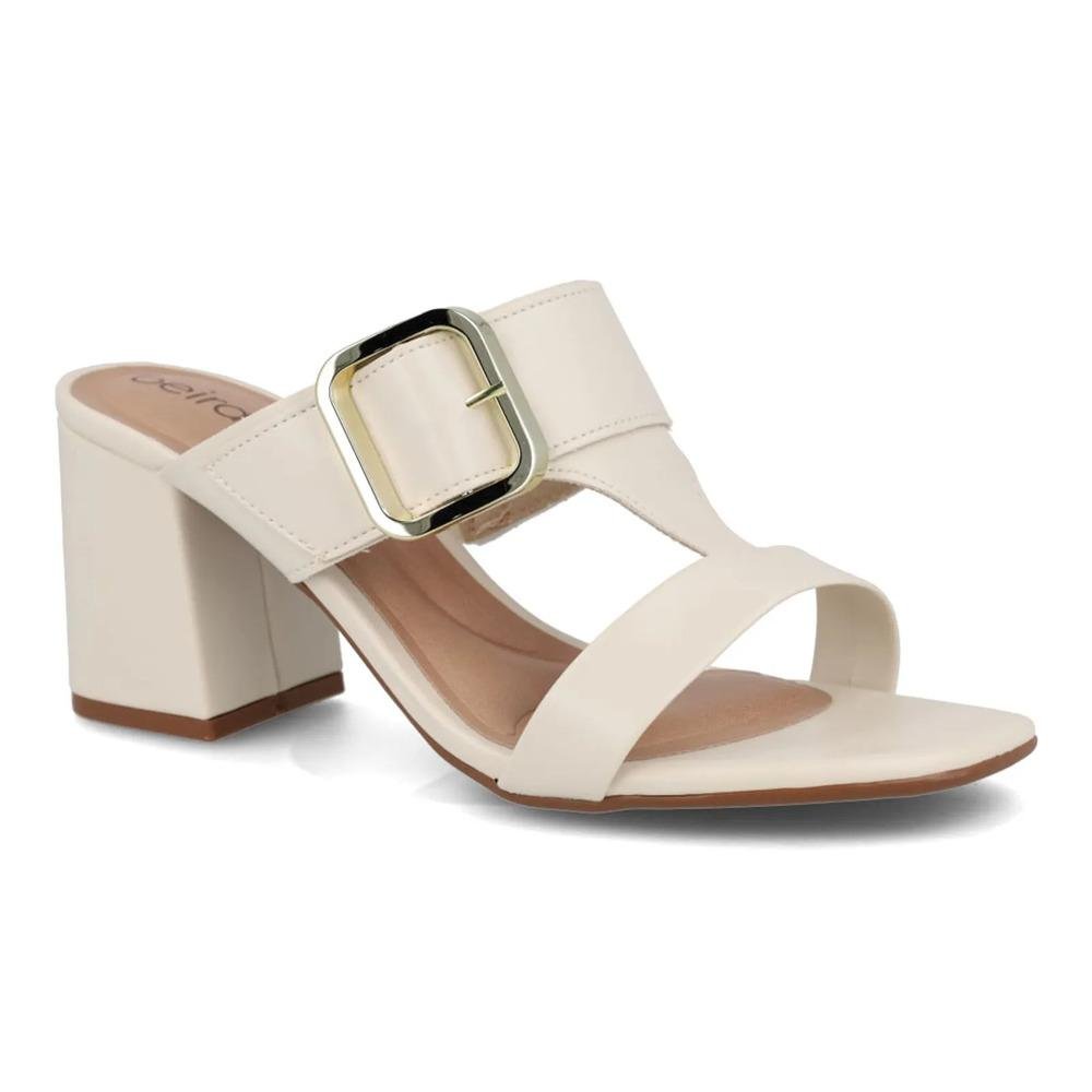 Tamanco Beira Rio Salto Bloco Fivela Feminino Off White 3