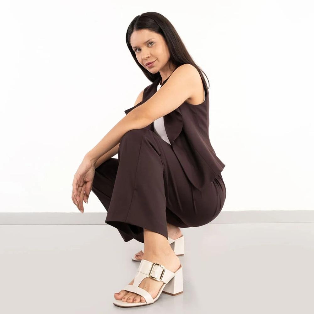 Tamanco Beira Rio Salto Bloco Fivela Feminino Off White 8