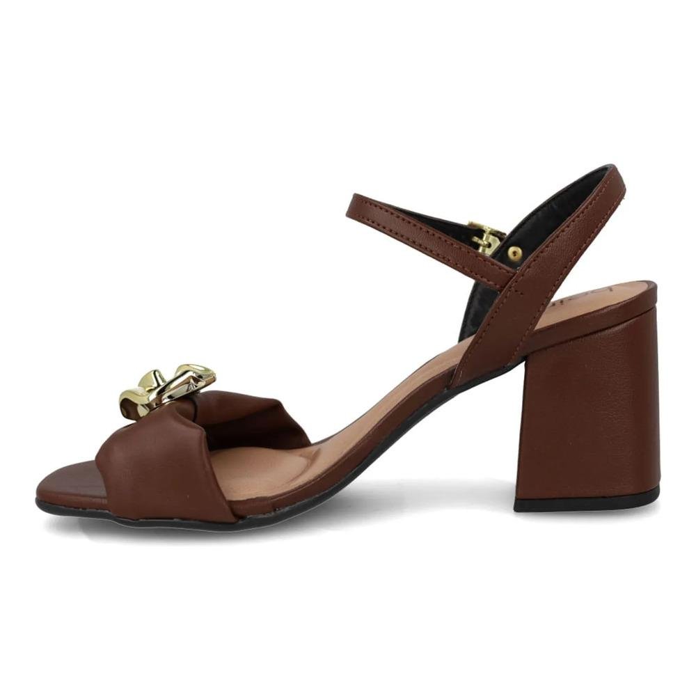 Sandália Beira Rio Detalhe Metálico Feminina Marrom 2