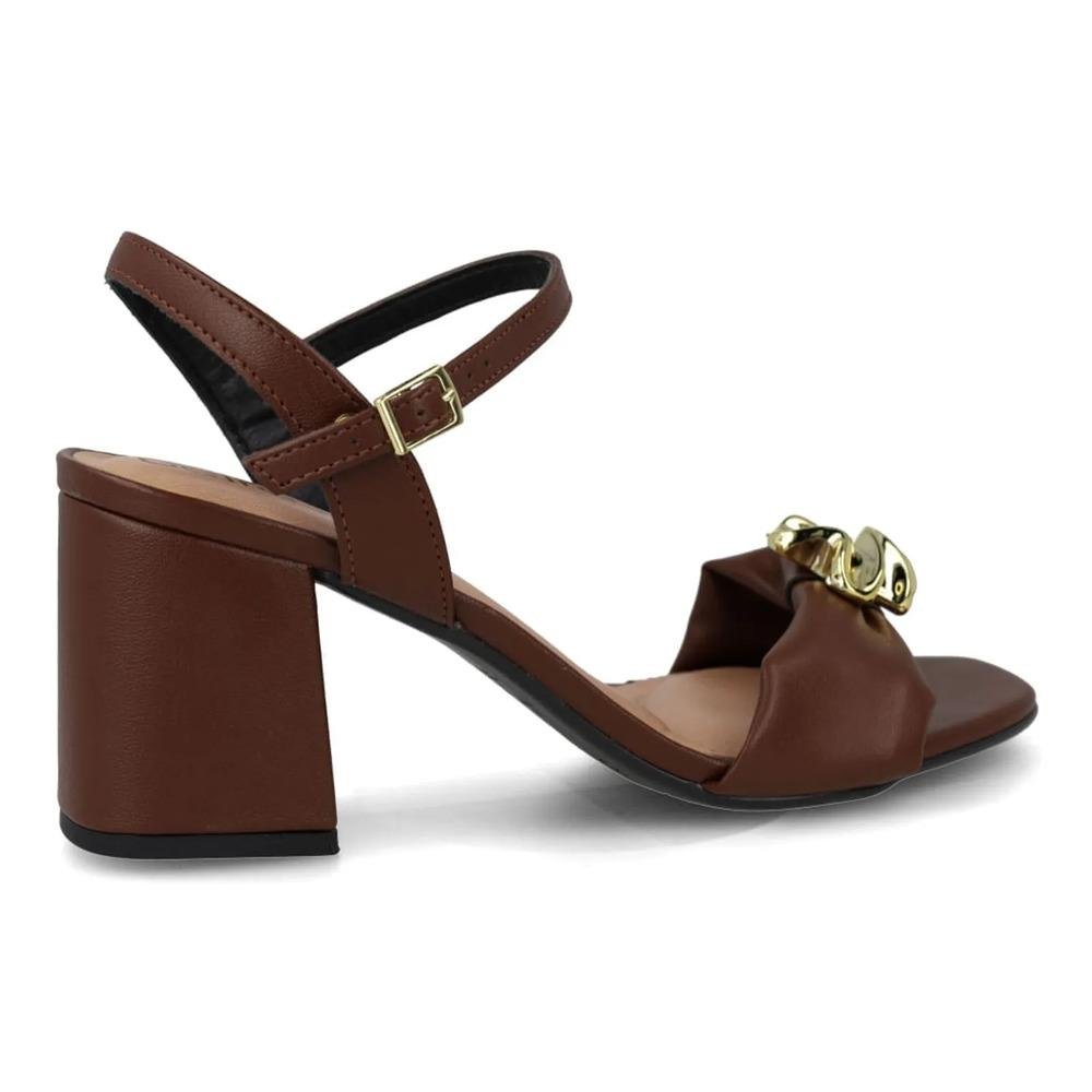 Sandália Beira Rio Detalhe Metálico Feminina Marrom 6