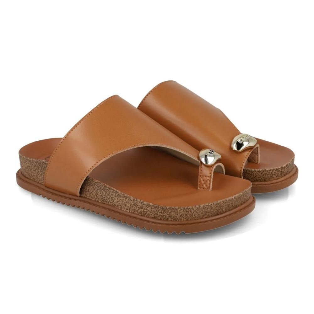 Sandália Beira Rio Rasteira Fivela Feminina Marrom 4