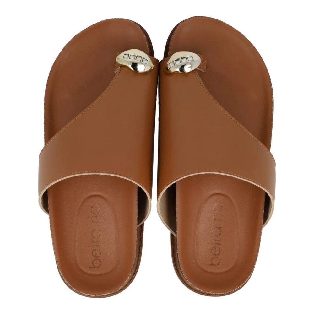 Sandália Beira Rio Rasteira Fivela Feminina Marrom 6
