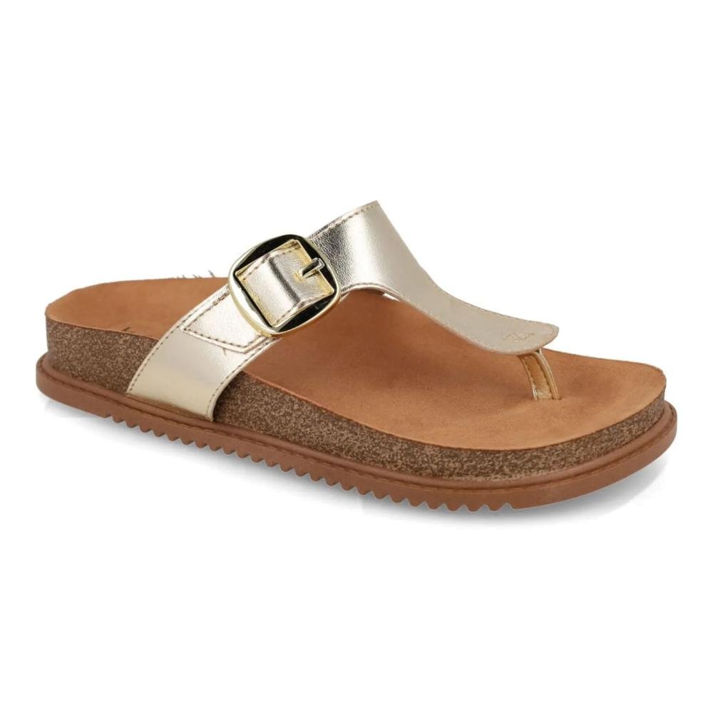 Sandália Beira Rio Rasteira Fivela Feminina Dourado 2