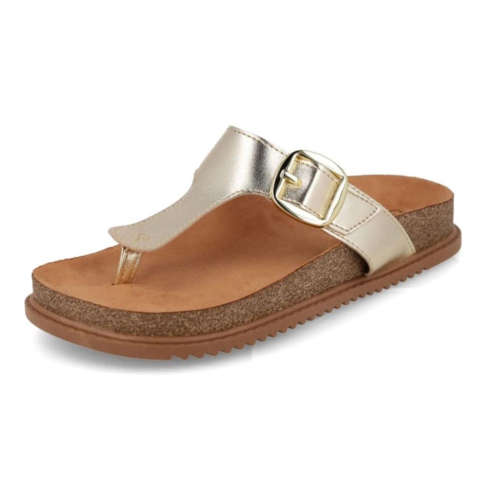 Sandália Beira Rio Rasteira Fivela Feminina Dourado 4