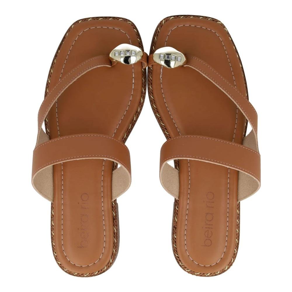 Sandália Beira Rio Rasteira Feminina Marrom 5