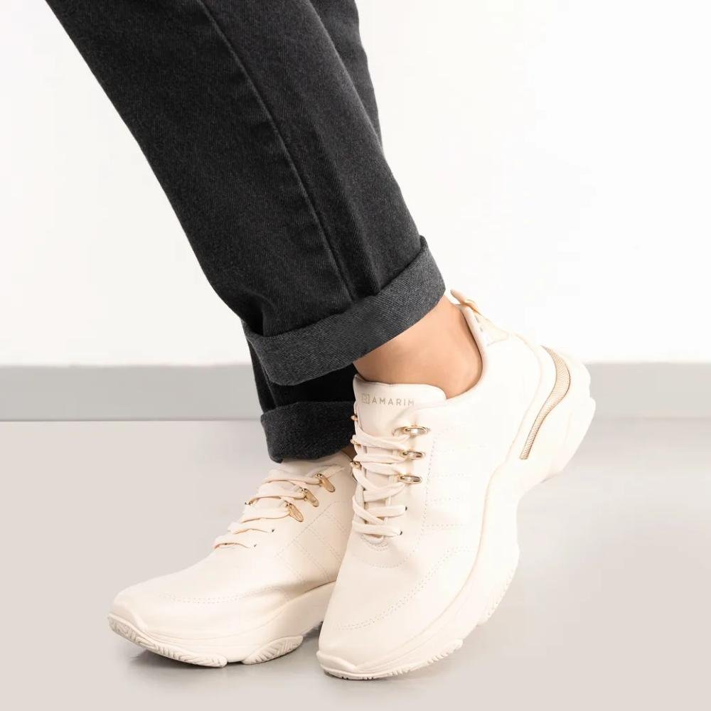 Tênis Ramarim Detalhe Metalizado Feminino Creme 9