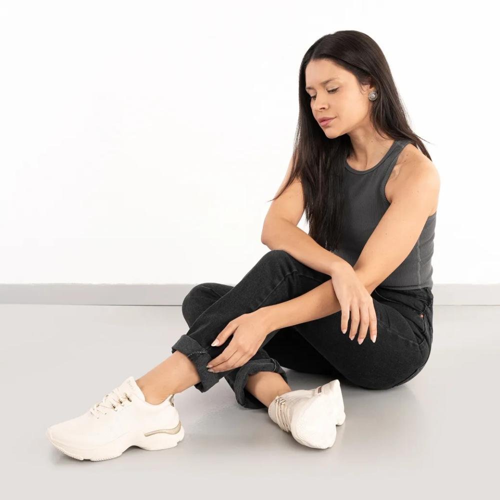Tênis Ramarim Detalhe Metalizado Feminino Creme 10