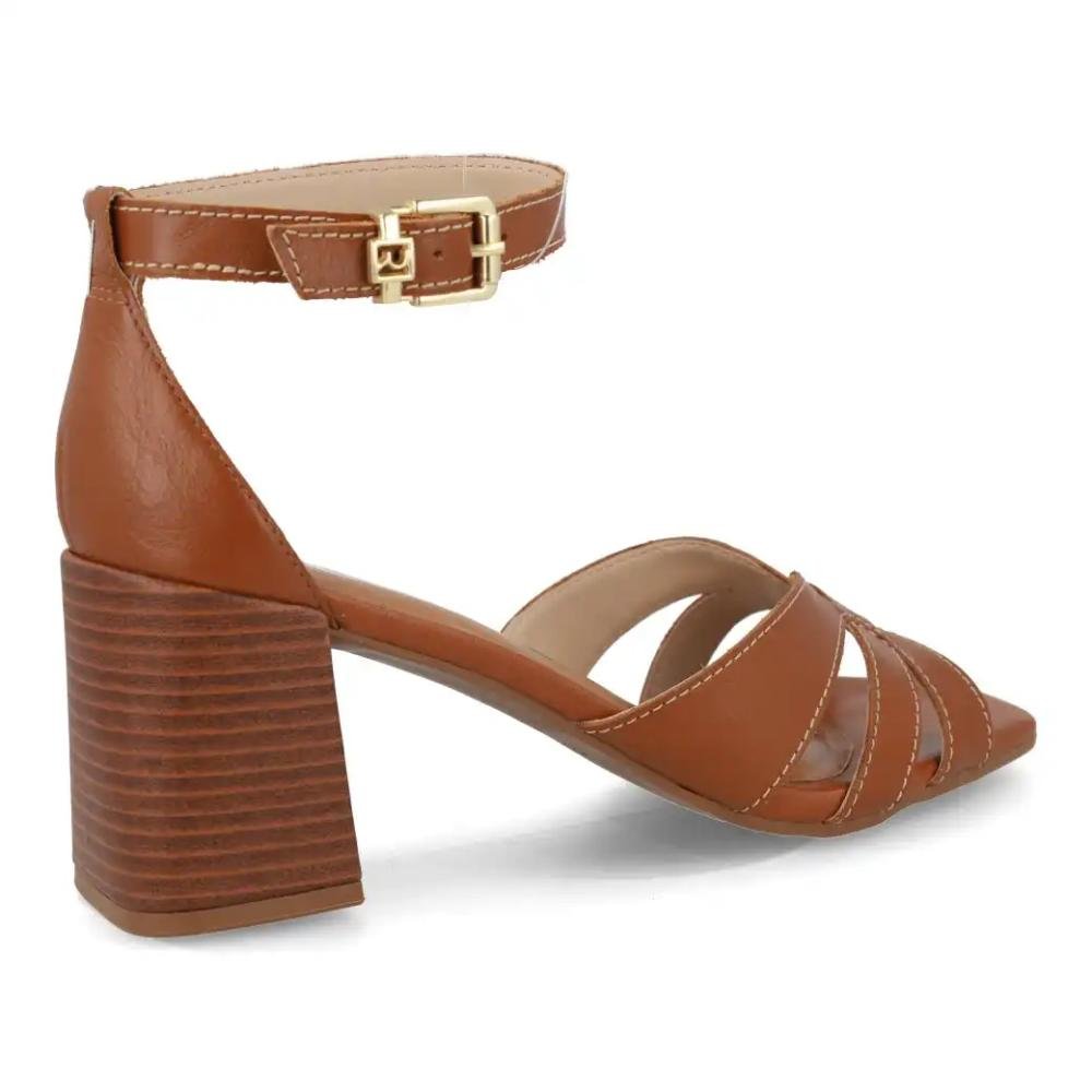 Sandália Ramarim Couro Salto Bloco Feminina Marrom 6