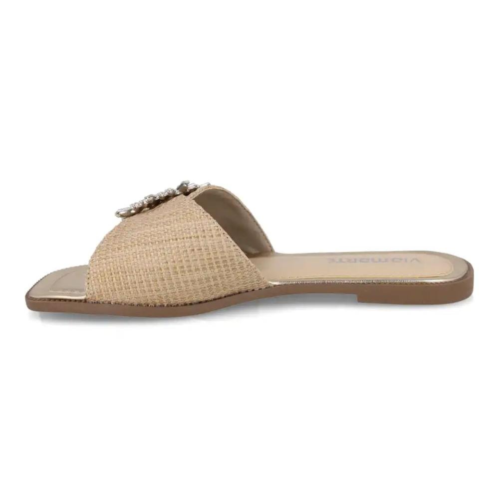 Rasteira Via Marte Slide Ráfia Feminina Bege 2