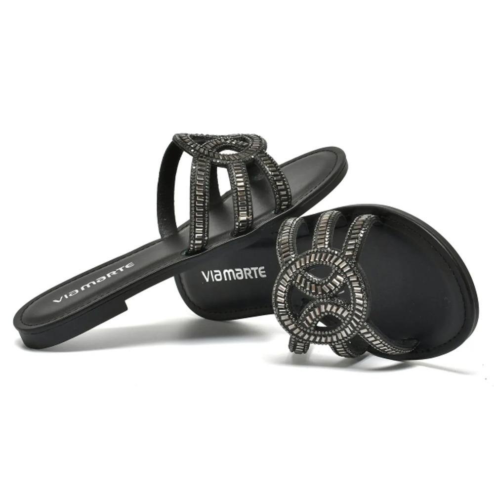 Tamanco Via Marte Strass Feminino Preto 3