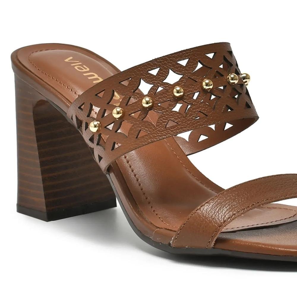 Tamanco Via Marte Salto Grosso Feminino Marrom 2