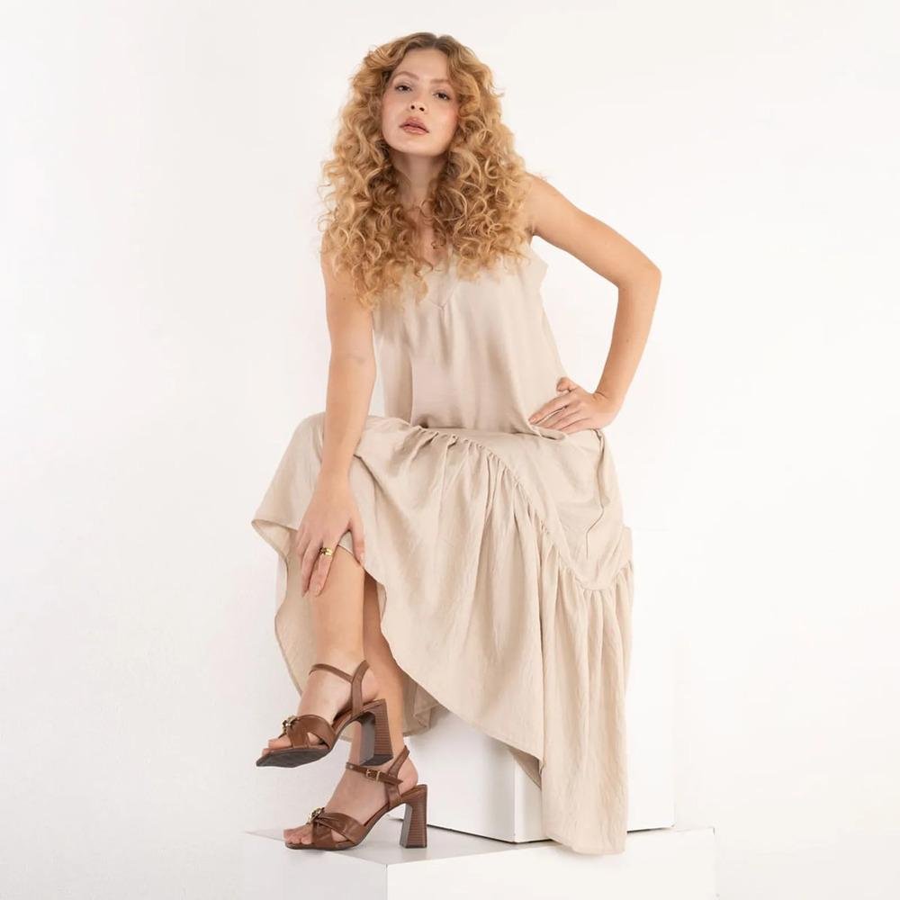 Sandália Via Marte Couro Salto Bloco Feminina Marrom 7