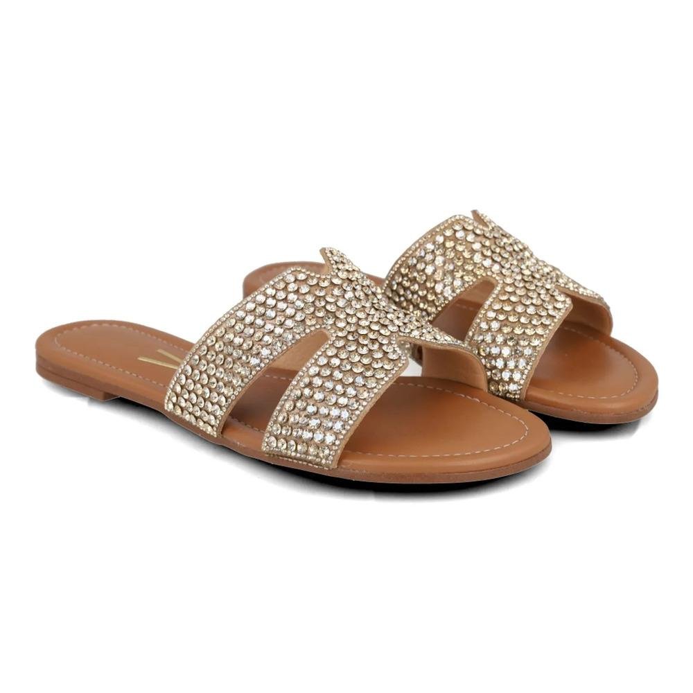 Sandália Vizzano Tiras Largas Rasteira Feminina Bege 2