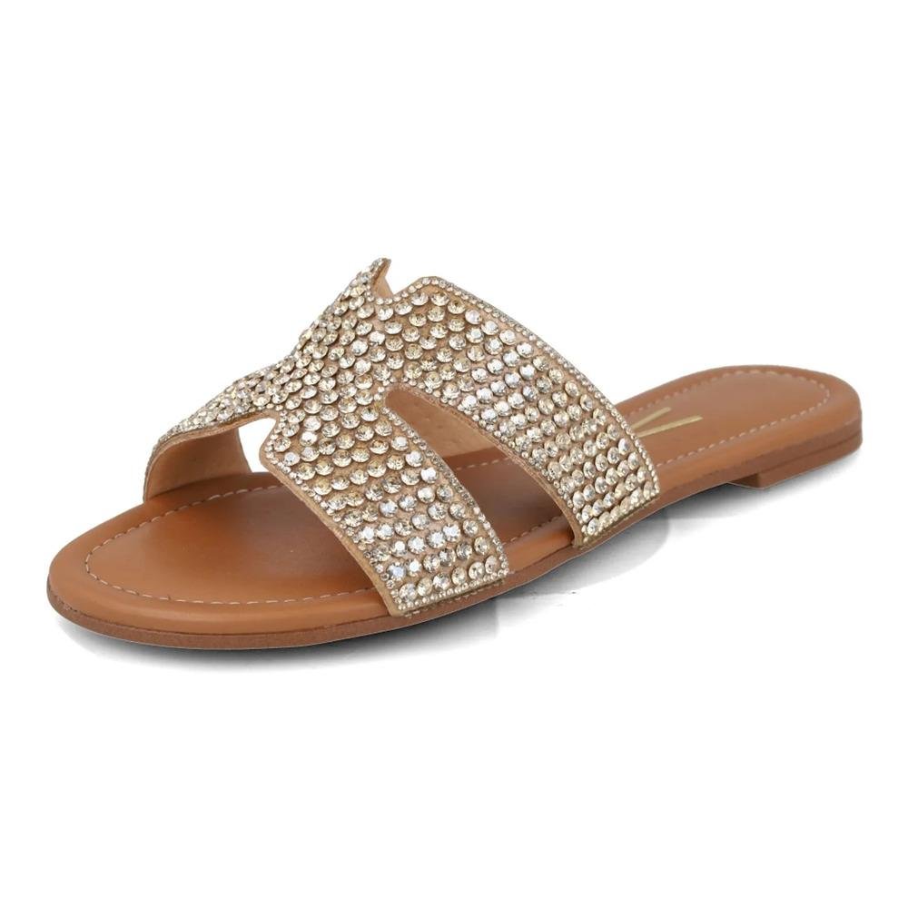 Sandália Vizzano Tiras Largas Rasteira Feminina Bege 3