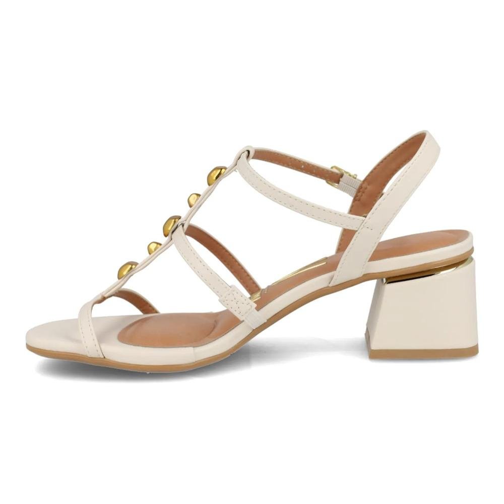 Sandália Vizzano Salto Bloco Aplicações Off White 2