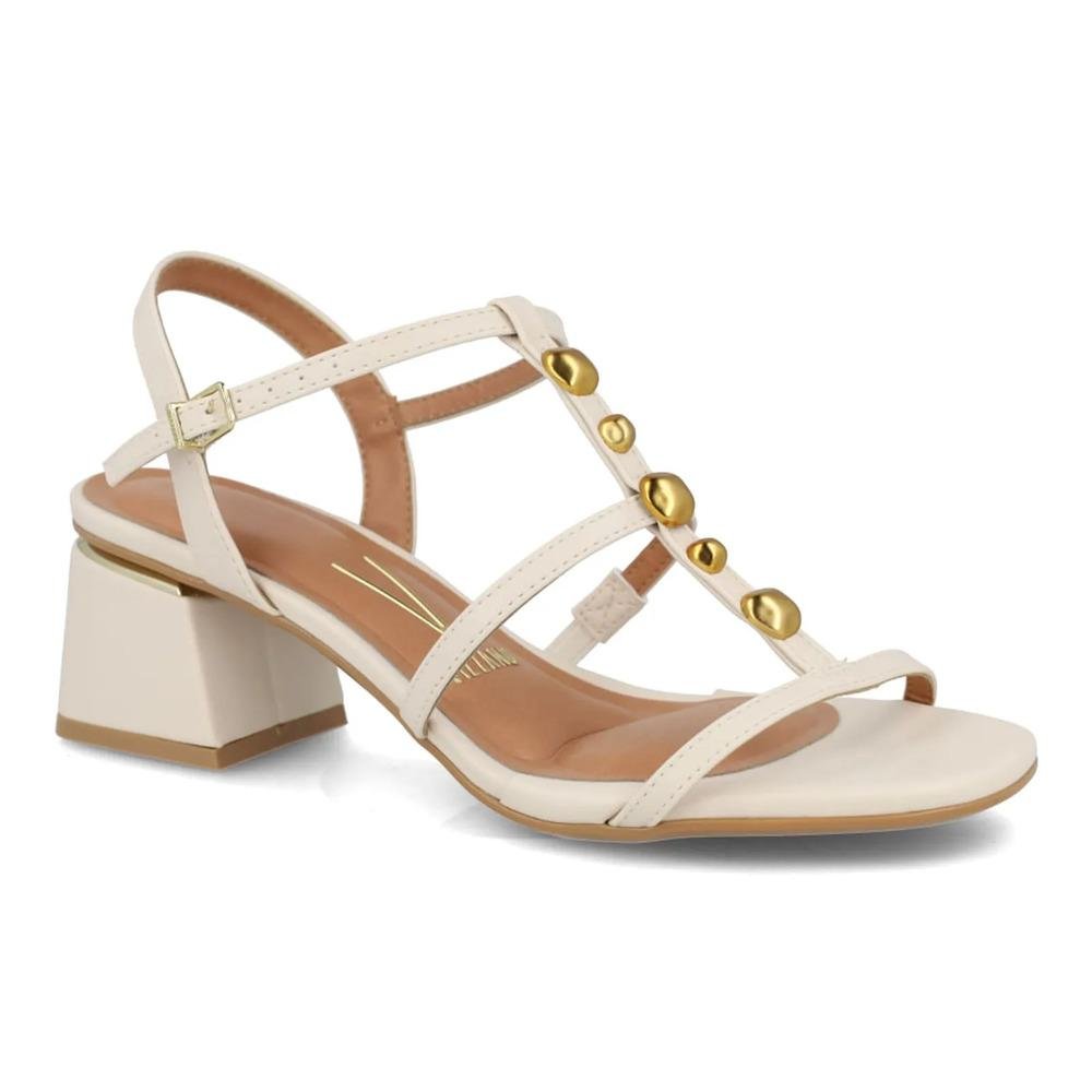 Sandália Vizzano Salto Bloco Aplicações Off White 3