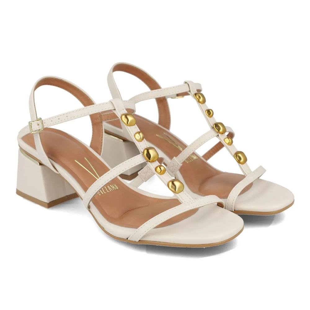 Sandália Vizzano Salto Bloco Aplicações Off White 4