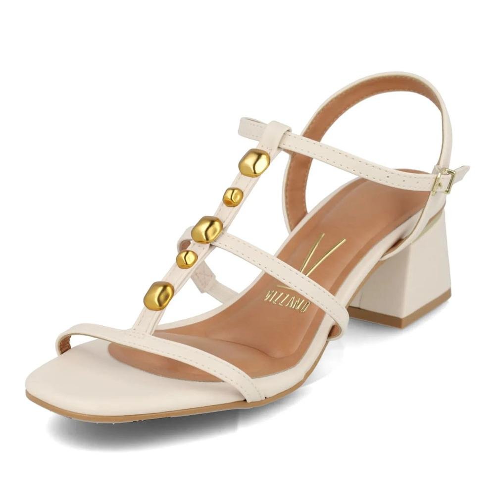 Sandália Vizzano Salto Bloco Aplicações Off White 5