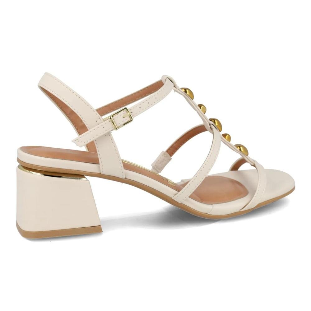 Sandália Vizzano Salto Bloco Aplicações Off White 6