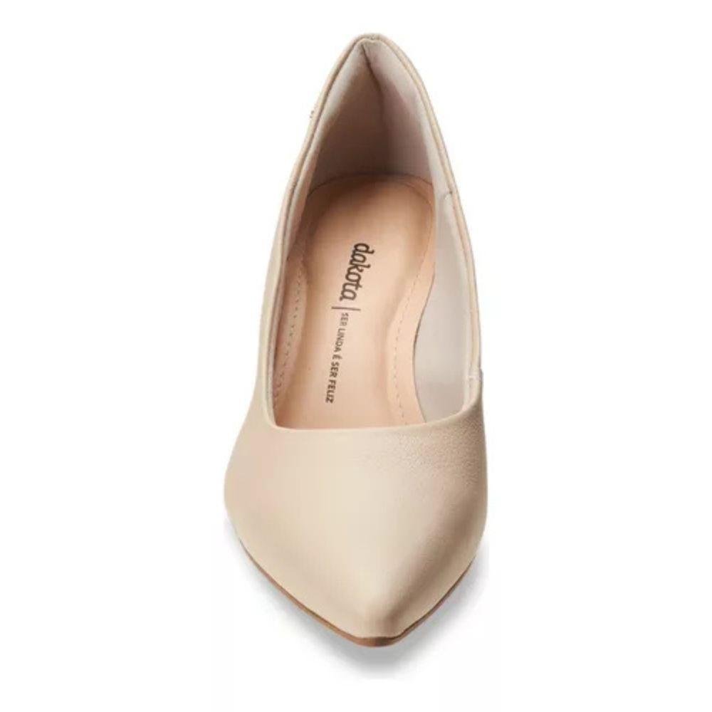Sapato Dakota Scarpin Salto Grosso Feminino Bege 4