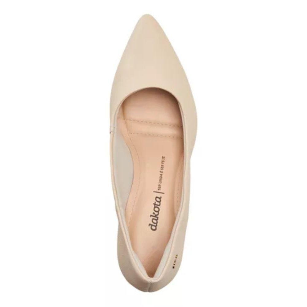 Sapato Dakota Scarpin Salto Grosso Feminino Bege 5