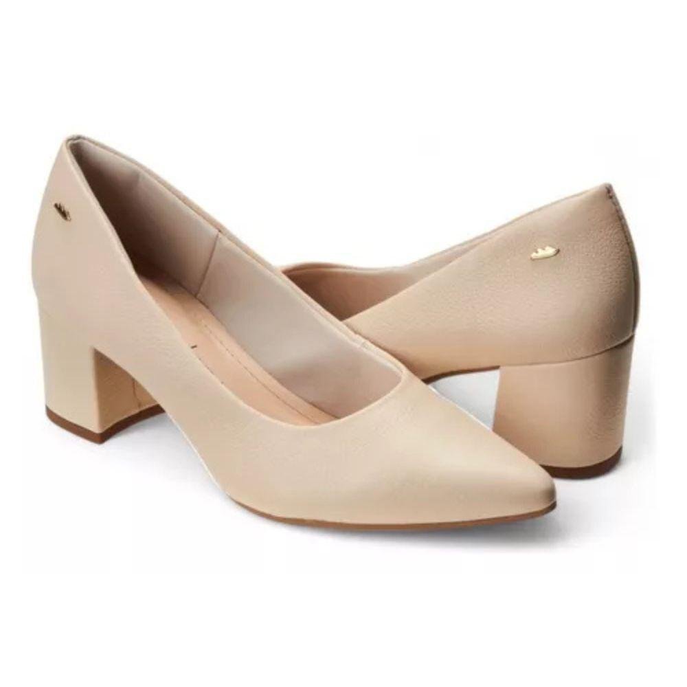 Sapato Dakota Scarpin Salto Grosso Feminino Bege 6