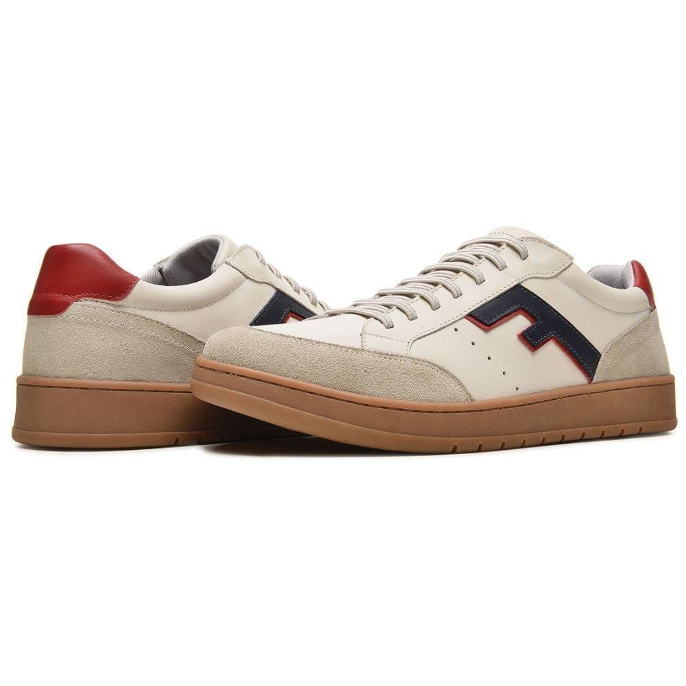 Sapatênis Freeway Elástico Couro Masculino Bege 9