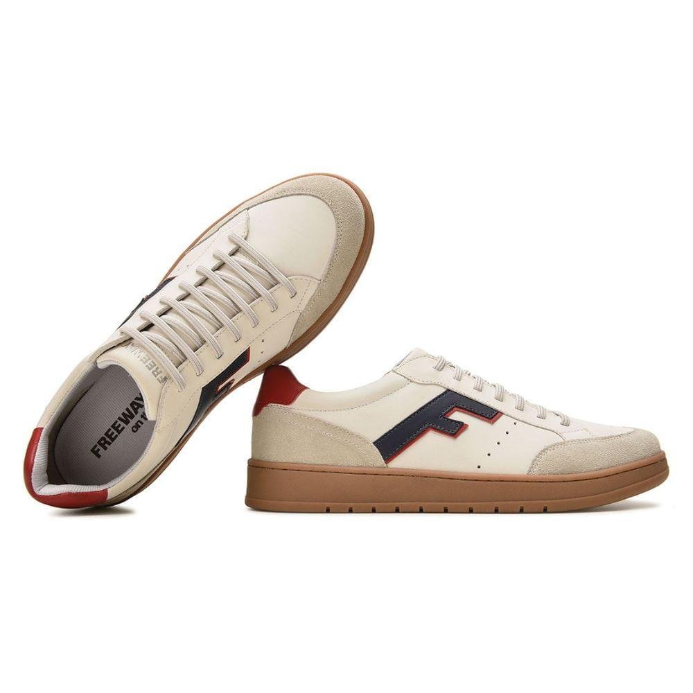 Sapatênis Freeway Elástico Couro Masculino Bege 10