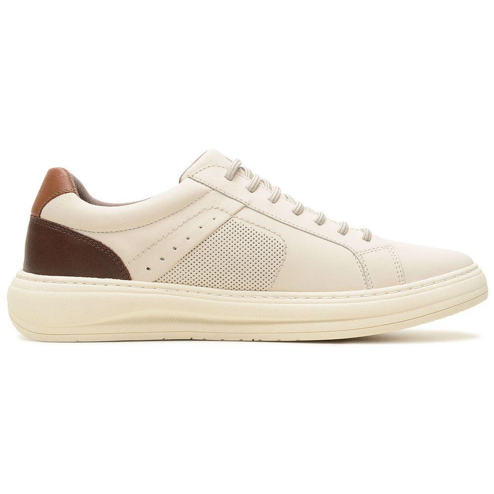 Sapatênis Freeway Elástico Couro Masculino Bege 2