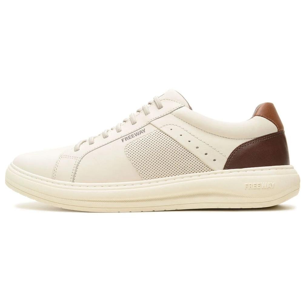 Sapatênis Freeway Elástico Couro Masculino Bege 3