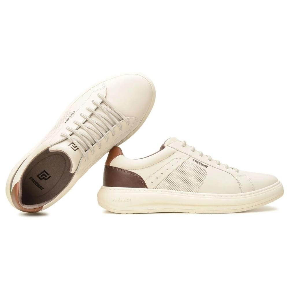 Sapatênis Freeway Elástico Couro Masculino Bege 6