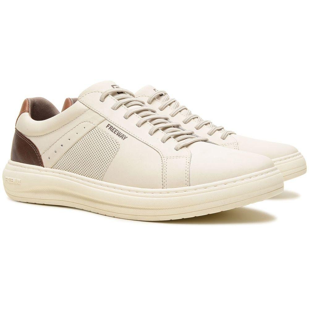 Sapatênis Freeway Elástico Couro Masculino Bege 8
