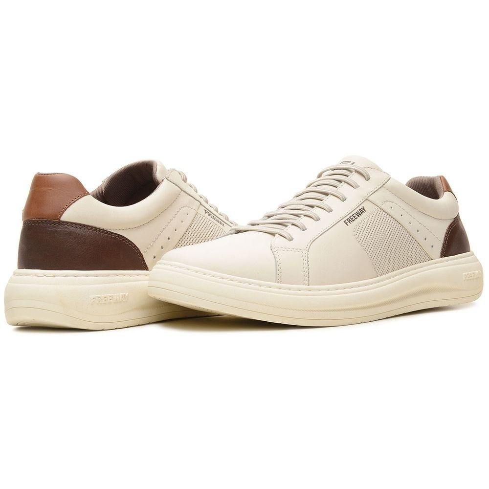 Sapatênis Freeway Elástico Couro Masculino Bege 9