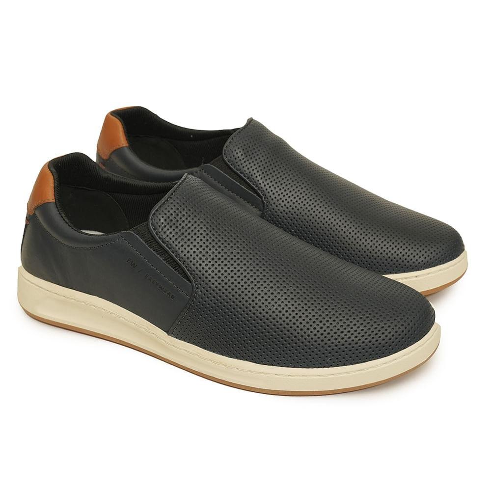 Sapato Freeway Slip On Couro Masculino Azul 4
