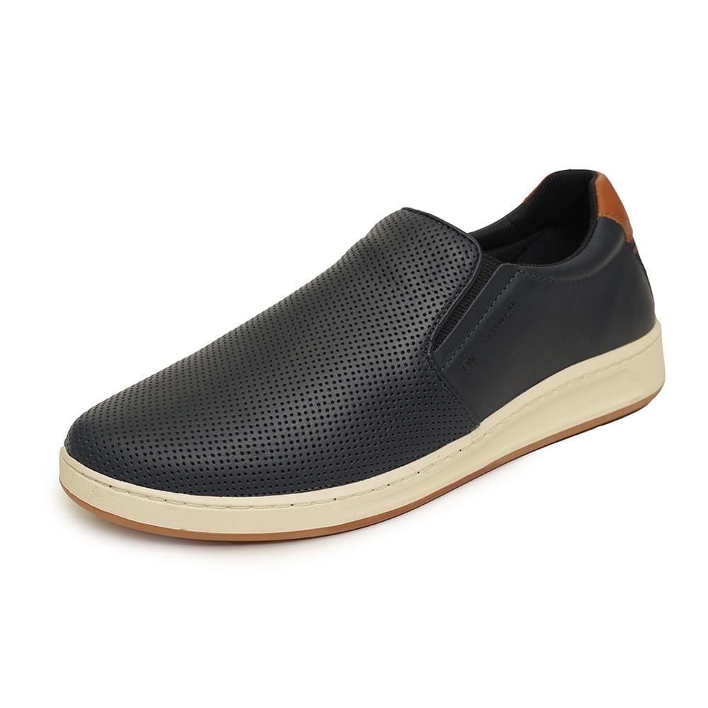 Sapato Freeway Slip On Couro Masculino Azul 5