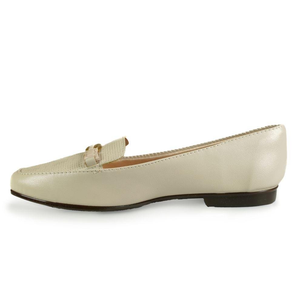 Sapato Light Gel Mocassim Textura Feminino Bege 2
