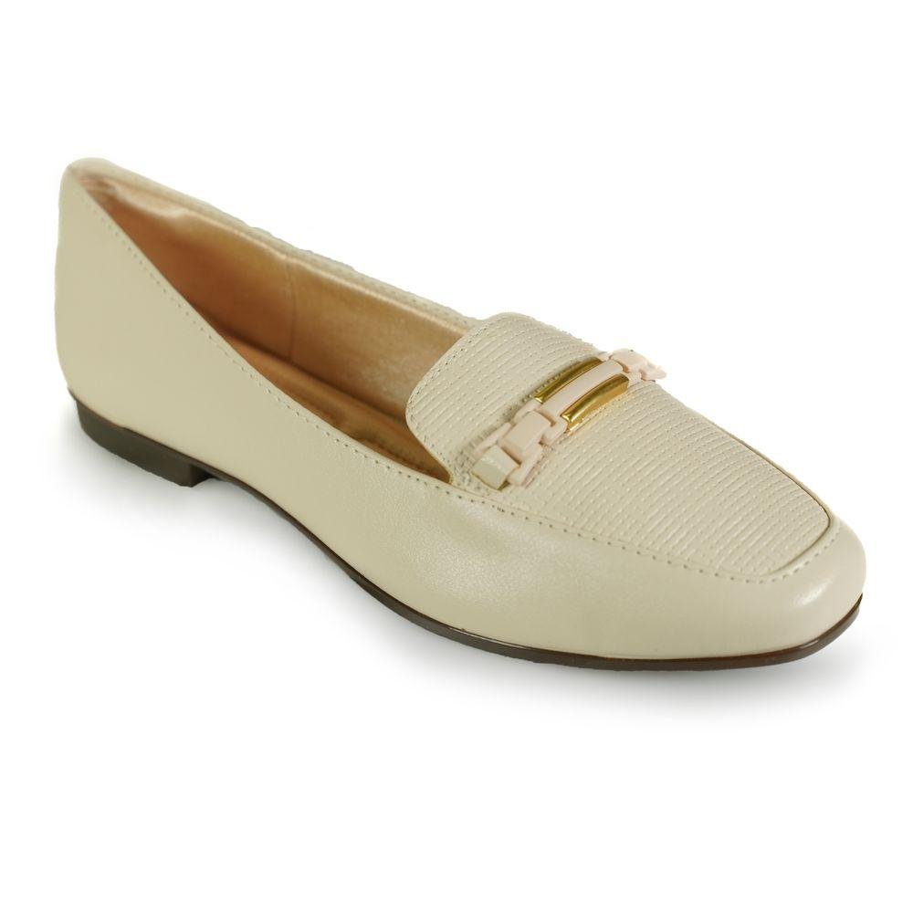 Sapato Light Gel Mocassim Textura Feminino Bege 3